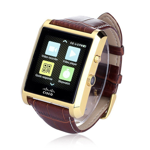 Crystal Curved HRM Bluetooth Leather Wrist Watch