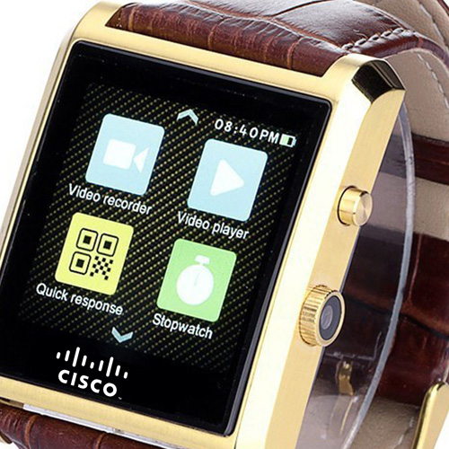 Crystal Curved HRM Bluetooth Leather Wrist Watch