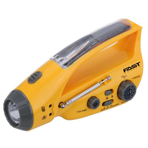 Emergency Portable Solar Power Crank With LED Flashlight