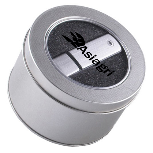 Transparent Round USB Metal Box