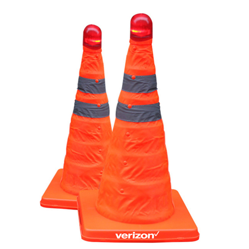 Reflective Folding Road Cone With Top Light 