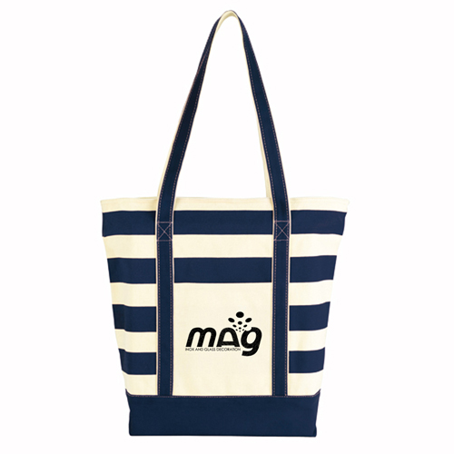 Trendy Striped Cotton Tote Bags