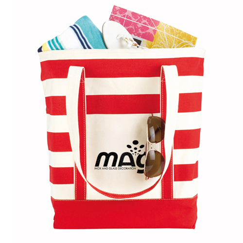 Trendy Striped Cotton Tote Bags