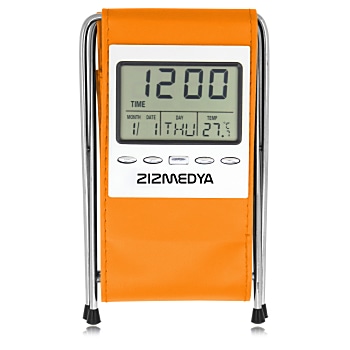 Digital LCD Clock With Pen Holder