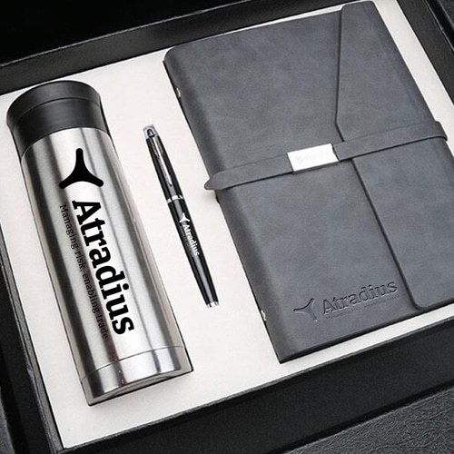 Corporate Notebook, Pen & Thermos Gift Set