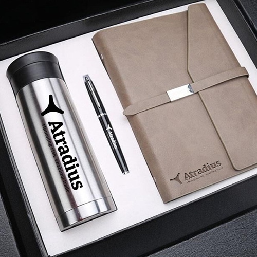 Corporate Notebook, Pen & Thermos Gift Set