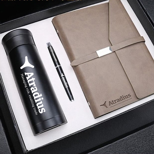 Corporate Notebook, Pen & Thermos Gift Set