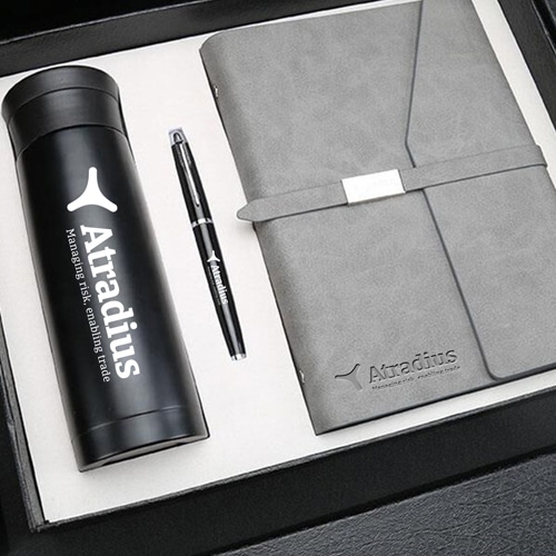 Corporate Notebook, Pen & Thermos Gift Set