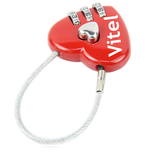 3 Dial Heart Shape Travel Padlock 