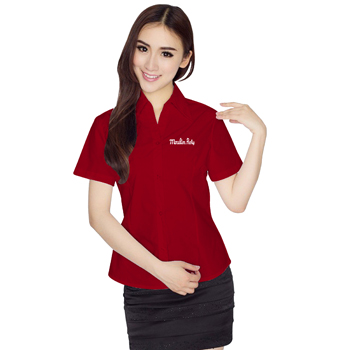 Slim Short-Sleeve Ladies Formal Shirt