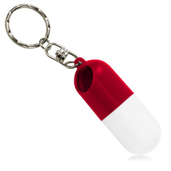 Capsule shaped Pill Holder With Keychain