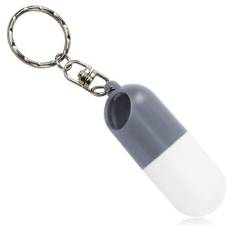 Capsule shaped Pill Holder With Keychain