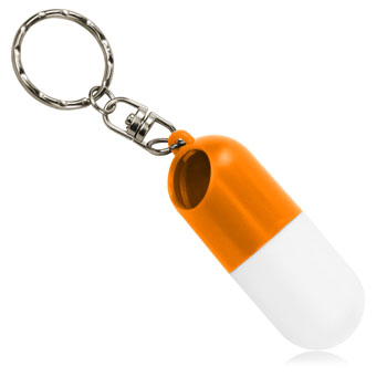 Capsule shaped Pill Holder With Keychain