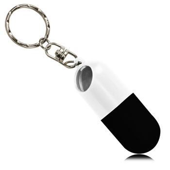 Capsule shaped Pill Holder With Keychain