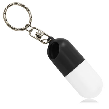 Capsule shaped Pill Holder With Keychain