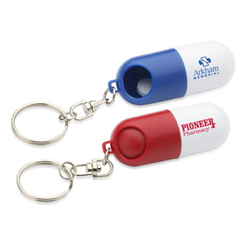 Capsule shaped Pill Holder With Keychain