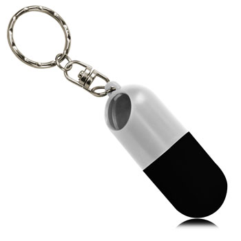 Capsule shaped Pill Holder With Keychain