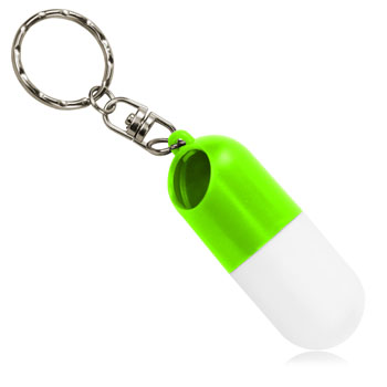 Capsule shaped Pill Holder With Keychain