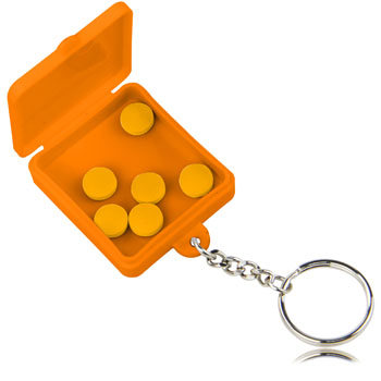 Square Shaped Pill Holder Keychain