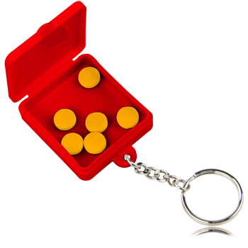 Square Shaped Pill Holder Keychain