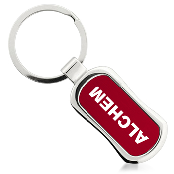 Rectangle Chrome Finish Metal Keychain