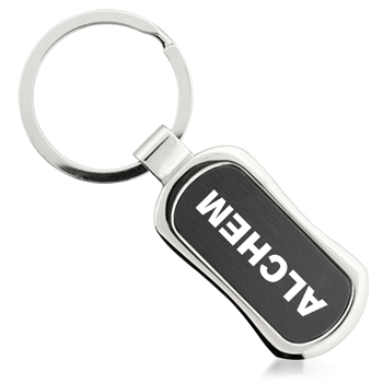 Rectangle Chrome Finish Metal Keychain