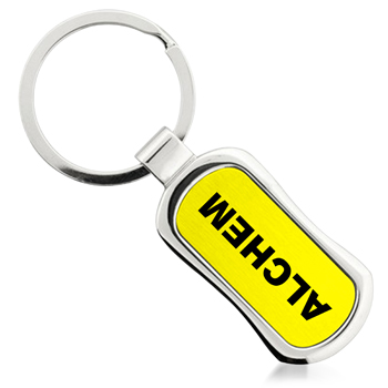 Rectangle Chrome Finish Metal Keychain