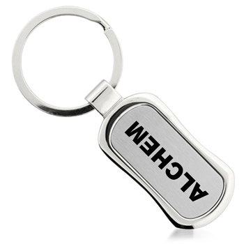 Rectangle Chrome Finish Metal Keychain