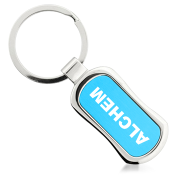 Rectangle Chrome Finish Metal Keychain