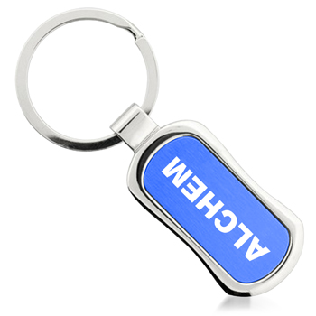 Rectangle Chrome Finish Metal Keychain