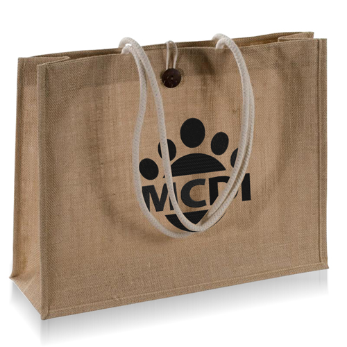 Jute Shopping Bag With Tie-Over Button