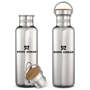 Multi-Layer Stainless Steel Bottle With Bamboo Cap