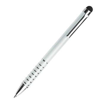 Chrome Ring Twist Action Pen With Stylus