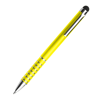 Chrome Ring Twist Action Pen With Stylus