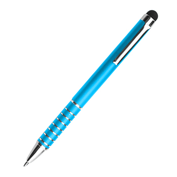 Chrome Ring Twist Action Pen With Stylus