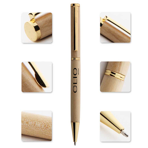 Metal Clip Wooden Pen