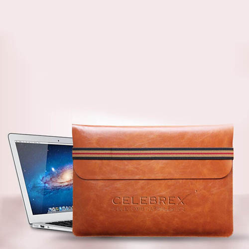 Leather Laptop Sleeve With Elastic Closure